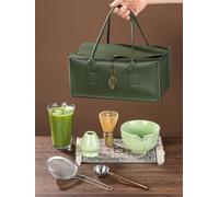 shoxil Title Matcha Whisk Set - Premium 7-Piece Traditional Matcha Set with Bamboo Whisk, Matcha Cup, Sifter & Green Leather Case - Complete Tea Accessories & Gift Set