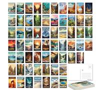 SHOXREM National Parks Theme Postcard Set: Retro Travel Posters Wall Decoration - 63 Abstract U.S. Parks Illustrations, 4" W x 6" H
