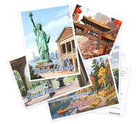 SHOXREM New York State Postcards Set, 24 Pieces, 4 x 6 inches, Retro Travel Landmark Wall Decor