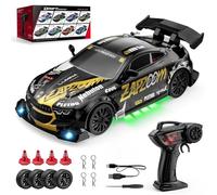 SHOYDID 1/24 Scale Remote Control Drift Car for 16+, Mini Variable-Speed Drift RC Car with with Drift Wheels, Road Tires and Traffic Barriers, for Beginners
