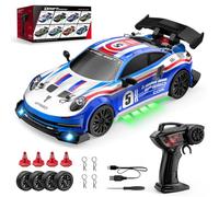 SHOYDID 1/24 Scale Remote Control Drift Car for 16+, Mini Variable-Speed Drift RC Car with with Drift Wheels, Road Tires and Traffic Barriers, for Beginners