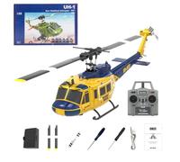 SHOYDID 1/48 Scale Remote Control Helicopter for Adults, UH-1 Huey 2.4G 6CH Flybarless RC Helicopter Model, with Optical Flow Positioning, Yellow-Blue