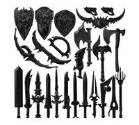 SHOYDID Medieval Weapon Set for Building Blocks, Armor Swords Castle Knight Shield Spear, 24Pcs Unique Dark Arms Building Blocks Set for Boys