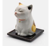 Shoyeido Koneko Small Cat Porcelain Japanese Incense Stick & Cone Burner - zen minded