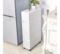 Shozafia Narrow Slim Rolling Storage Cart and Organizer, 7.1 inches Kitchen Storage Cabinet Beside Fridge Small Plastic Rolling Shelf With Drawers For Bathroom