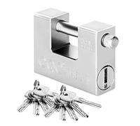 Shoze 10 Keys 1.1KG Container Padlock 94mm Heavy Duty Padlocks Industrial Rectangular Padlock Anti Drill Anti Pick Cylinder Security Shackle Chain Lock for Container Garage Warehouse Shed Motorbike