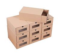 Shoze 10Pcs DIY Cardboard Storage Shoes Boxes 33.5 * 23 * 13cm Shoe Boxes Organiser Drawer Foldable with Visible Window Cardboard Ventilated and Moisture Resistant for Shoes File Dress or Toys Storage