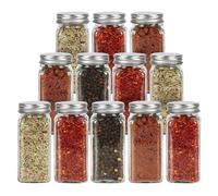 Shoze 24Pcs 4oz Spice Jars with Silver Lid 120ml Glass Spice Bottles for Spice Herbs Square Seasonings Bottles for Kitchen Storage (2)