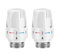 Shoze 2Pcs Thermostatic Radiator Head M30 x 1.5 System Temperature Control Valve Heat Valve Automatic Tool Standard Radiator Valves Replacement Fixed Head Heating System for Home Office White