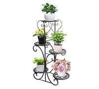 Shoze 5 Tier Plant Stand Metal Tall Flower Pot Rack Holder Multi-Layer Display Planter Shelf for Indoor Outdoor 40 x 83 x 22cm Black