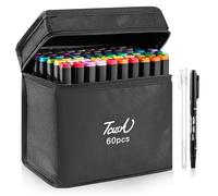 Shoze 60-Color Twin-Tip Permanent Markers - Alcohol-Based Art Set for Drawing, Sketching, Manga, and Doodling (Black)
