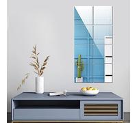 Shoze 8Pcs Square Mirror Tiles 30x30x0.3cm Wall Mounted Full Body Self-adhesive Sticker Sheets for Bathroom Living Room Kitchen Decor