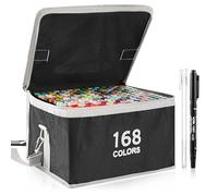 Shoze Color Markers - 168 Colors Twin Tips Permanent Art Set for Adults Drawing, Sketching, Manga, Kids Doodle (Black)
