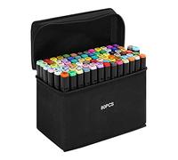 Shoze Colouring Pens - 80 Colors Markers Twin Tips Permanent Marker Set Art Pens Oily Alcohol Graphic Markers for Adults Drawing Graffiti Sketching Manga Books (Black)