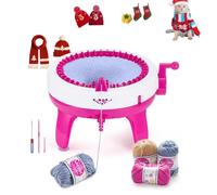 Shoze Knitting Machine DIY Hand Knitting Machine Weaving Loom Board Rotating Needle Machine for Adults and Kids (40 Needle-Rose red)