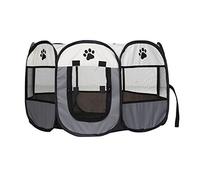 Shoze Pet Cage Large Portable Pet Dog Cat Playpen Tent Oxford Fabric Fence Breathable Mesh Kennel Cage Crate XL Gray