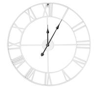 Shoze Roman Numerals Vintage Metal Wall Clock - 60CM Large Round Silent Battery-Operated for Living Room, Bedroom, Kitchen, Cafe, Hotel, Office (White)