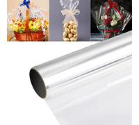Shoze Transparent Wrapping Paper Large Cellophane 20mx80cm Cellophane Wrap Roll White Clear Florist Wrapping Paper for Hampers Flowers Crafts Baskets