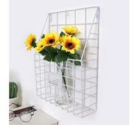 Shoze Wire Magazine Newspaper Basket Wall Mounted Post Storage Rack Wear Resistant Organizer Office White