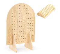 Shoze Wooden Pegboard Display Stand 18.5 * 14.5 * 0.5in Wooden Earring Display Pegboard With 25 Pcs Wood Dowel Rods Jewellery Display Rack Oval Pegboard Stand for Jewelry Craft Shows Keychain
