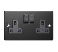SHP ELECTRICAL® Ultra Matt Black Metal 13A 2 Gang Socket