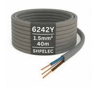 Shpelec 1.5mm² Twin And Earth Cable - 6242Y Grey Pvc Mains Lighting / Wiring Twin & Earth - 40M