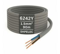 Shpelec 1.5mm² Twin And Earth Cable - 6242Y Grey Pvc Mains Lighting / Wiring Twin & Earth - 90M