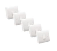 SHPELEC® 1 Gang Light Switch with Surface Mount Back Box 25mm - 10A White Wall Switch & Pattress Box - Curved Edge Single Light Switch (1 Gang Switch + Back Box, 5 Pack)