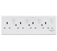 SHPELEC 1 to 4 Gang Socket Converter, Converts Single or Double 1G 2G Wall Socket to 4 Way, 13A Fused & Surge Protected, Easy Install White Faceplate, BS1363 (1)