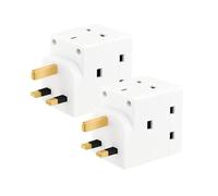 SHPELEC® 13A 3-Way Fused Adaptor - Heavy Duty Triple Plug Outlet Converter with Built-in Surge Protection - Safe & Reliable Power Splitter for Home, Office, and Travel (2 Pack)