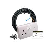 SHPELEC® 13A Socket Extension Kit c/w 10m BASEC Electrical Twin & Earth 6242YH Cable, 2 Gang Socket, PVC Back Box, Mains 230V