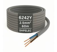 Shpelec 2.5mm² Twin And Earth Cable - 6242Y Grey Pvc Mains Wiring / Socket Ring Twin & Earth - 60M