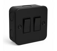 Matt Black Metal Clad Socket & Switch Range - Modern Industrial Finish | Durable, Stylish, Ideal for Home & Commercial Use (2 Gang 2 Way Switch)
