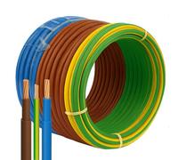 SHPELEC® 25mm² Brown & Blue Flexi-Tail Wire + 16mm² Earth Cable Kit | 6181Y & 6491X Stranded Copper Tails for Consumer Units, Meter Tails, Distribution Boards (Kit (Blue, Brown Tail + Earth), 1 m)