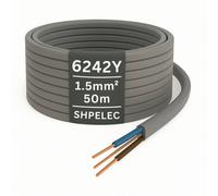 Shpelec 6242Y Twin And Earth Cable 1.5mm² 50M - Grey Pvc Basec Approved - Lighting & Low-Load Circuit Wire