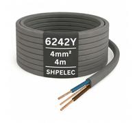 SHPELEC® 6242Y Twin and Earth Cable 4mm - 4m | 6242YH BASEC Approved Grey T&E | Power & Radial Circuit Wire, Stranded Copper (4 Metres, 4mm²)