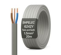 SHPELEC® 6242YH Twin and Earth Cable - 1.5mm 20m | Electrical Mains Socket Ring Wire BASEC Approved - Multiple Lengths (20metres - 1.5mm Twin and Earth Cable)