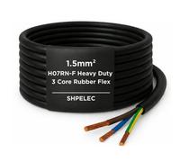 SHPELEC® H07RN-F Rubber Flexible Power & Control Lead 3 Core 1.5mm² - Heavy Duty Industrial Use for Outdoor & Workshop Applications - Oil, Water & UV Resistant - 1m