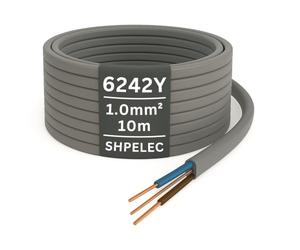 SHPELEC® Electrical Grey Twin and Earth 6242YH Cable - 1.0mm Lighting LED Twin and Earth 6242YH Cable - All Lengths (5m, 10m, 15m & 20m)) (1.0mm 10m)