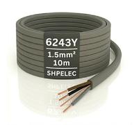 SHPELEC® Electrical Grey Twin and Earth 6243Y 3 Core Cable - 1.5mm Lighting LED Twin and Earth 6243Y 3 Core Cable - 10m