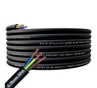 SHPELEC® FLEXIBLE Black Cable 3183Y 0.75mm, 1.0mm, 1.5mm, 2.5mm BASEC Approved Black PVC LED Lighting 5m 10m 15m 20m 50m (0.75mm 3 Core - 20metres)