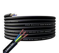 SHPELEC® FLEXIBLE Black Cable 3183Y 0.75mm, 1.0mm, 1.5mm, 2.5mm BASEC Approved Black PVC LED Lighting 5m 10m 15m 20m 50m (1.5mm 3 Core - 5metres)