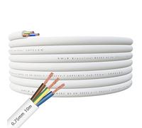 SHPELEC® FLEXIBLE White Cable 3183Y 0.75mm, 1.0mm, 1.5mm, 2.5mm BASEC Approved White PVC LED Lighting 5m 10m 15m 20m 50m (0.75mm 3 Core - 10metres)