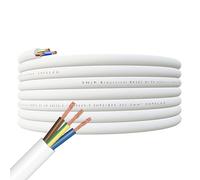 SHPELEC® FLEXIBLE White Cable 3183Y 0.75mm, 1.0mm, 1.5mm, 2.5mm BASEC Approved White PVC LED Lighting 5m 10m 15m 20m 50m (1.5mm 3 Core - 100metres)