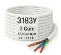 SHPELEC® Flexible White Cable 3183Y | BASEC Approved PVC | 0.75mm, 1.0mm, 1.5mm, 2.5mm | LED Lighting Cable | Multiple Lengths (1.5mm 3 Core - 10m)
