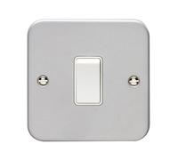 SHPELEC® Grey Metal Clad 10A 1 Gang 2 Way Light Switch - Heavy Duty Industrial Wall Switch for Garage, Workshop & Utility - Includes Back Box - 2 PACK