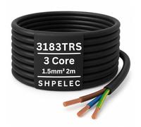 SHPELEC® H05RR-F 3 Core Flexible Rubber Cable - Premium Electrical Wire for Indoor and Outdoor Use - 1.0mm, 1.5mm, 2.5mm 5m, 10m, 20m (1.5mm 3 Core - 2m)