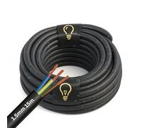 SHPELEC® H05RR-F 3 Core Flexible Rubber Cable - Premium Electrical Wire for Indoor and Outdoor Use - 1.0mm, 1.5mm, 2.5mm 5m, 10m, 20m (1.5mm 3 Core - 15m)