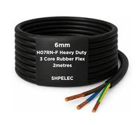 SHPELEC® H07RN-F Rubber Flexible Power & Control Cable 3 Core 6mm² - Heavy Duty Industrial Use for Outdoor & Workshop Applications - Oil, Water & UV Resistant (H07RN-F Rubber Cable 6mm, 2m)