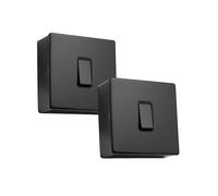 SHPELEC® Matt Black Metal Switch and Socket Range with Surface Mount Back Box - Sleek, Durable, and Easy to Install (1 Gang 10A Switch + Back Box (2 Pack), Screwless)